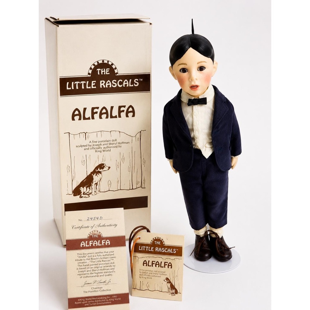 Hamilton Collection Little Rascals ALFALFA Porcelain Doll 1993 COA Box Stand Tag